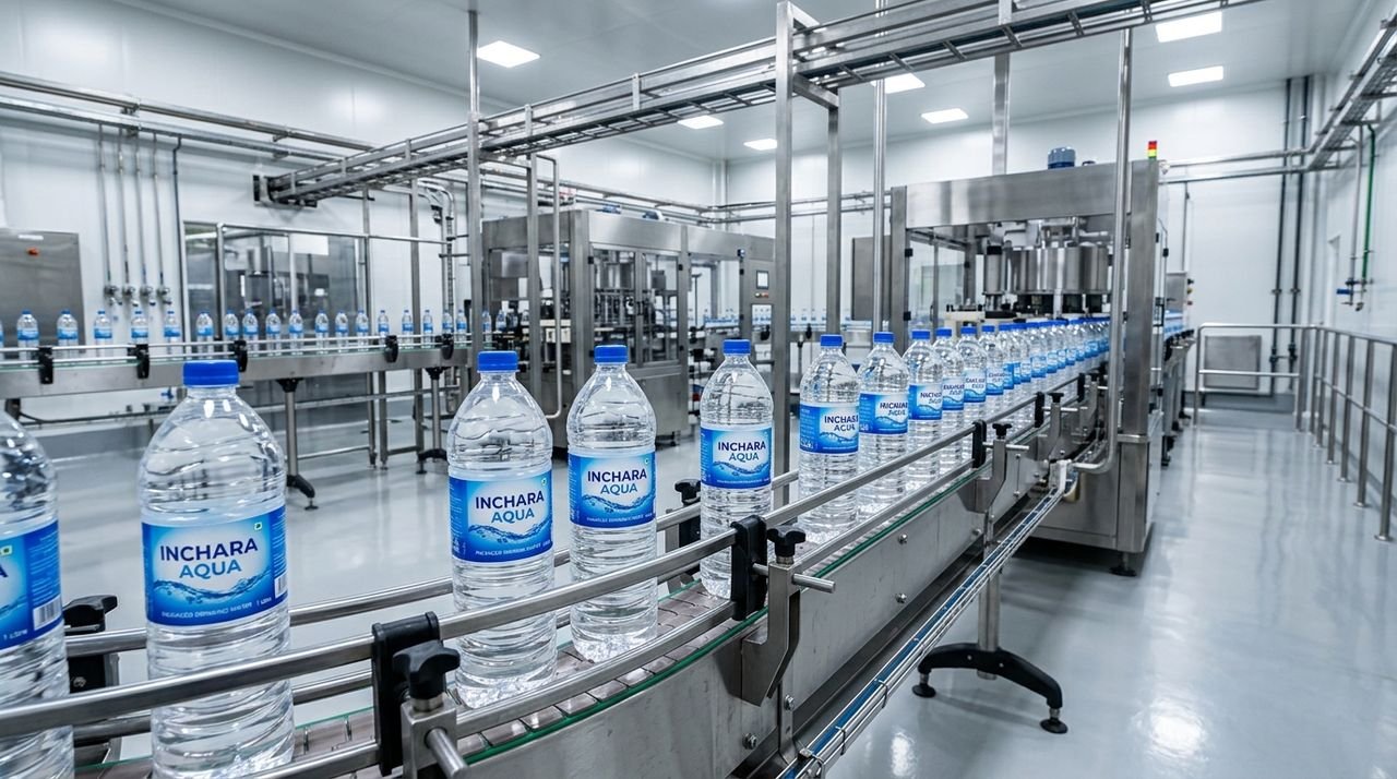 1 L bottles on conveyor